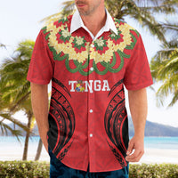 Personalised Red Tonga Ngatu Kahoa Lei Hawaiian Shirt LT14 - Polynesian Pride
