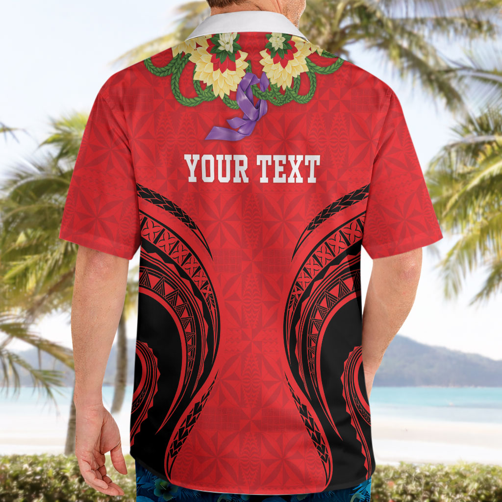 Personalised Red Tonga Ngatu Kahoa Lei Hawaiian Shirt LT14 - Polynesian Pride