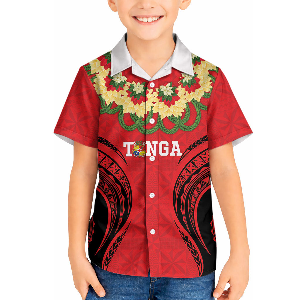 Personalised Red Tonga Ngatu Kahoa Lei Hawaiian Shirt LT14 - Polynesian Pride