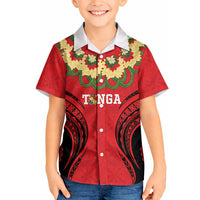 Personalised Red Tonga Ngatu Kahoa Lei Hawaiian Shirt LT14 - Polynesian Pride
