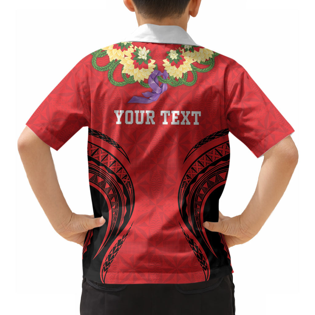 Personalised Red Tonga Ngatu Kahoa Lei Hawaiian Shirt LT14 - Polynesian Pride