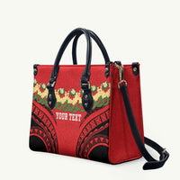 Personalised Red Tonga Ngatu Kahoa Lei Leather Bag LT14 Red - Polynesian Pride