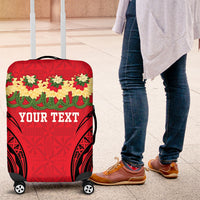 Personalised Red Tonga Ngatu Kahoa Lei Luggage Cover LT14 Red - Polynesian Pride