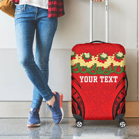 Personalised Red Tonga Ngatu Kahoa Lei Luggage Cover LT14 - Polynesian Pride