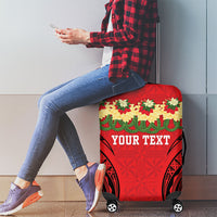 Personalised Red Tonga Ngatu Kahoa Lei Luggage Cover LT14 - Polynesian Pride