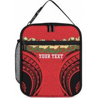 Personalised Red Tonga Ngatu Kahoa Lei Lunch Bag LT14 10.2 × 8.3 × 4.3 inch Red - Polynesian Pride