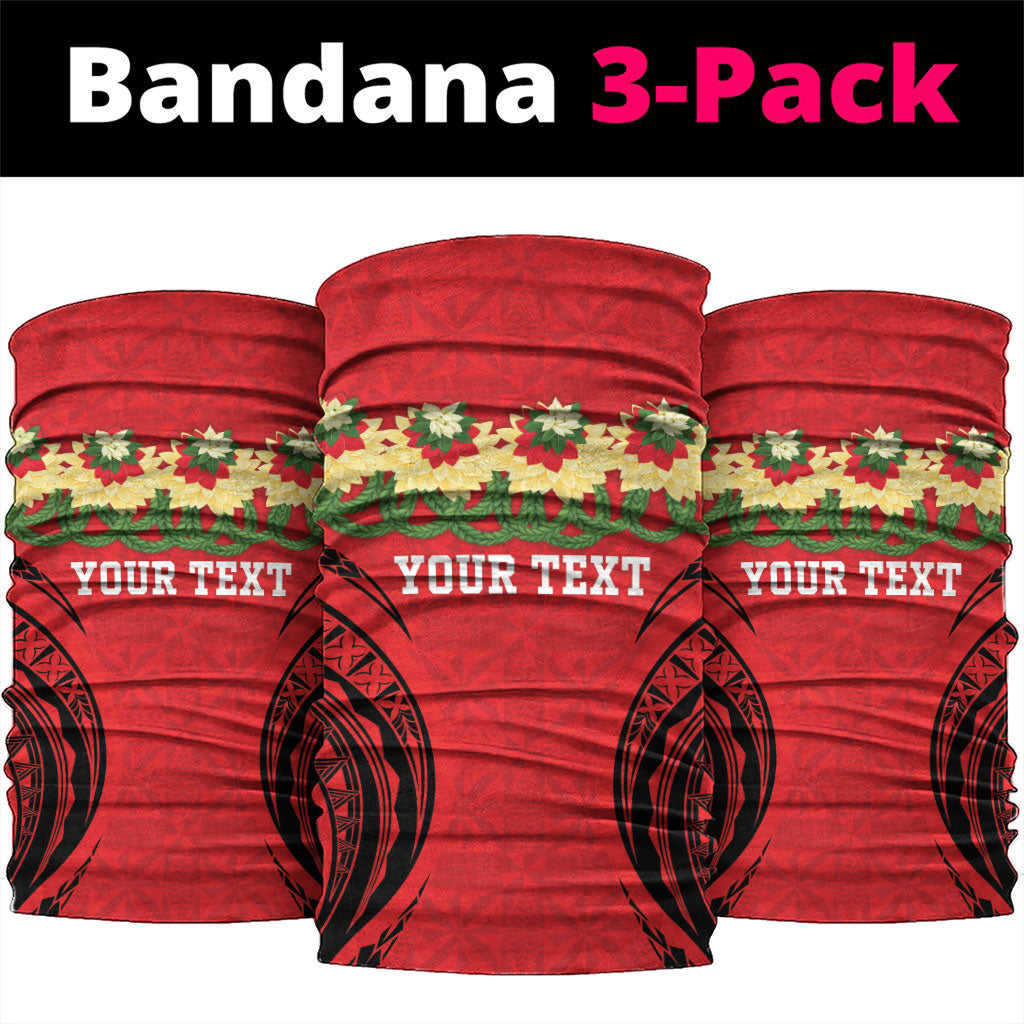 Personalised Red Tonga Ngatu Kahoa Lei Neck Gaiter LT14 package One Size: 25*50cm Red - Polynesian Pride