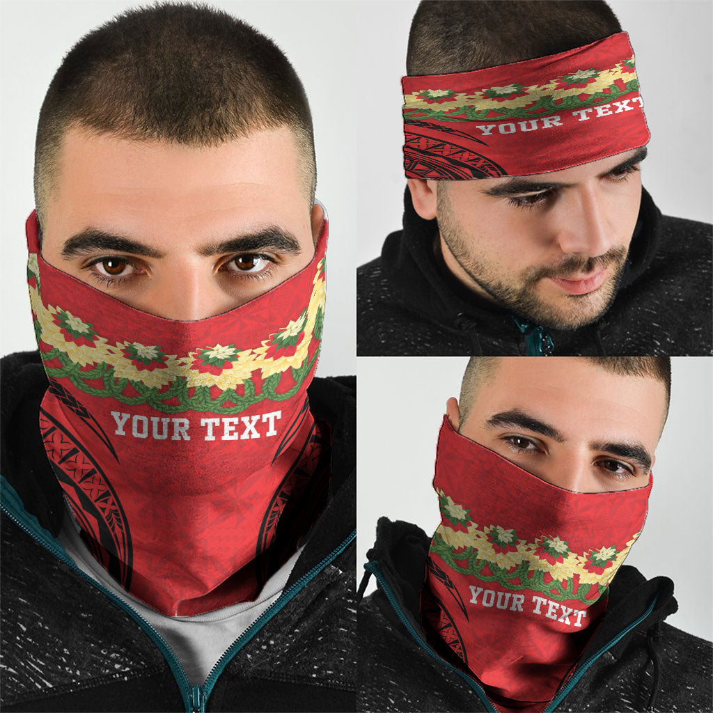 Personalised Red Tonga Ngatu Kahoa Lei Neck Gaiter LT14 - Polynesian Pride