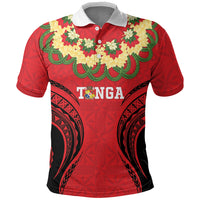 Personalised Red Tonga Ngatu Kahoa Lei Polo Shirt LT14 Red - Polynesian Pride