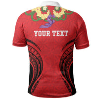 Personalised Red Tonga Ngatu Kahoa Lei Polo Shirt LT14 - Polynesian Pride