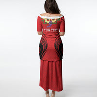 Personalised Red Tonga Ngatu Kahoa Lei Puletasi LT14 - Polynesian Pride