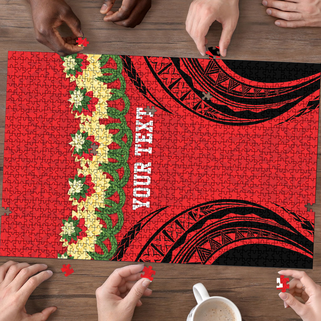 Personalised Red Tonga Ngatu Kahoa Lei Puzzle LT14 - Polynesian Pride
