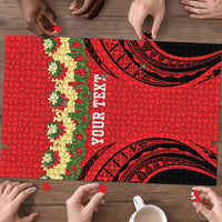 Personalised Red Tonga Ngatu Kahoa Lei Puzzle LT14 - Polynesian Pride