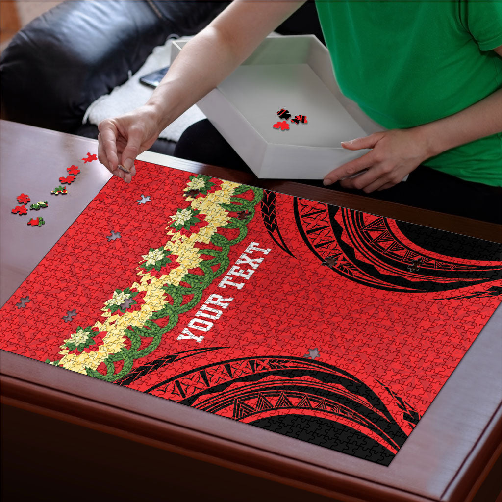 Personalised Red Tonga Ngatu Kahoa Lei Puzzle LT14 - Polynesian Pride