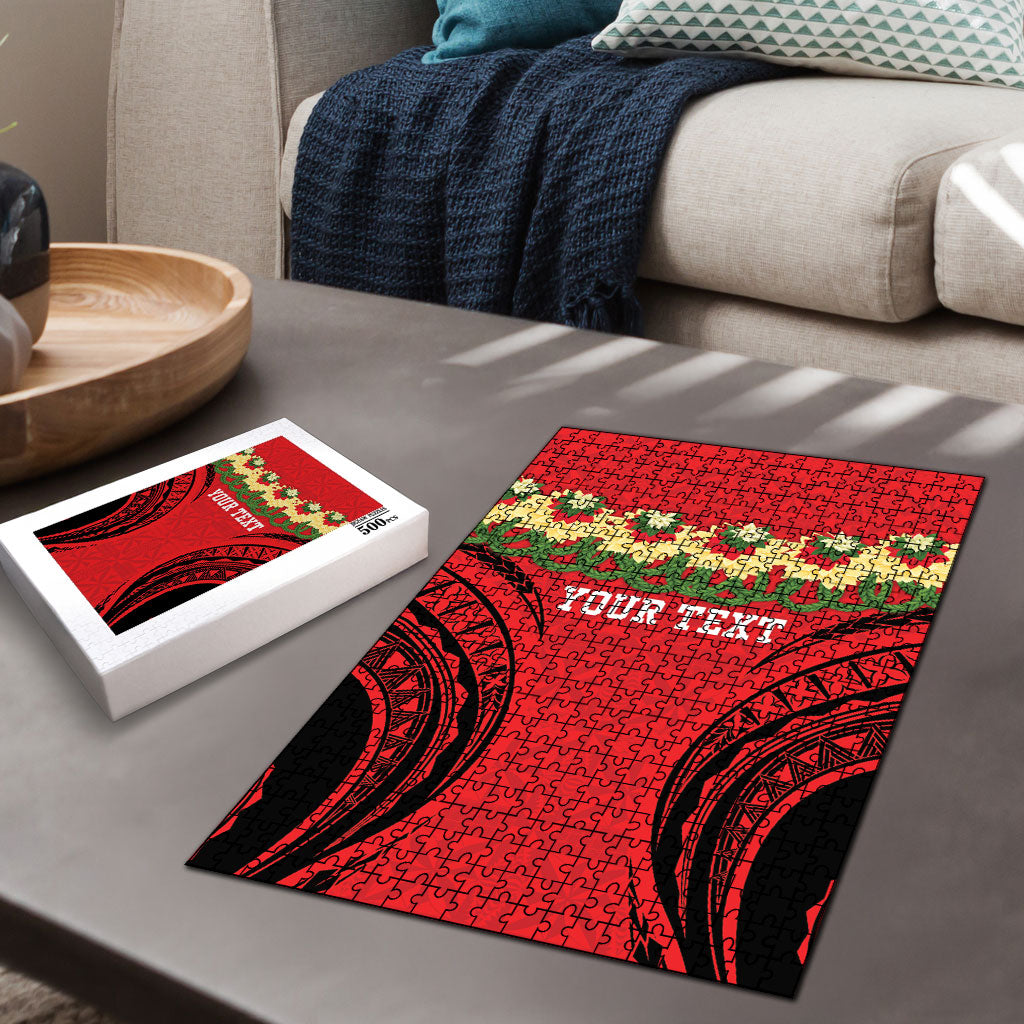 Personalised Red Tonga Ngatu Kahoa Lei Puzzle LT14 - Polynesian Pride