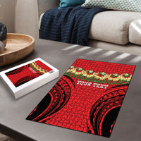 Personalised Red Tonga Ngatu Kahoa Lei Puzzle LT14 - Polynesian Pride