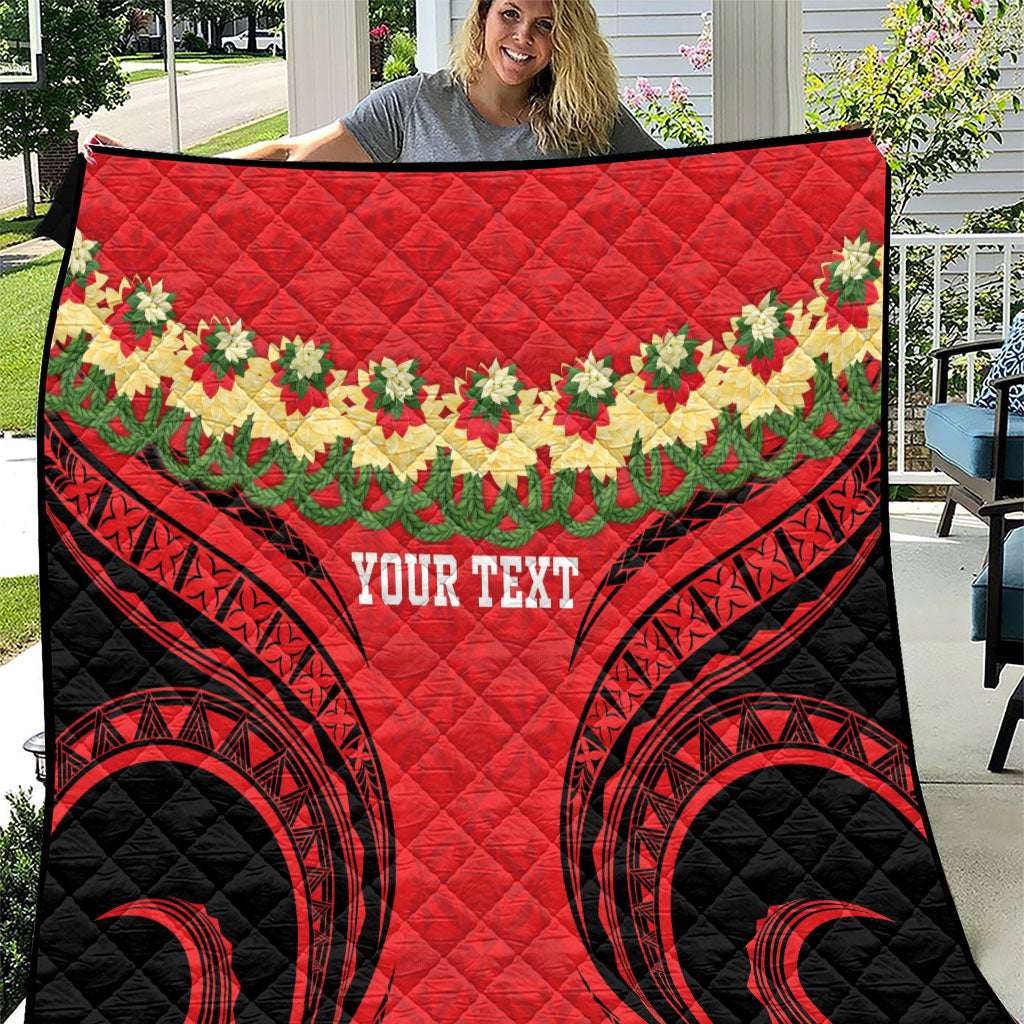 Personalised Red Tonga Ngatu Kahoa Lei Quilt LT14 Red - Polynesian Pride