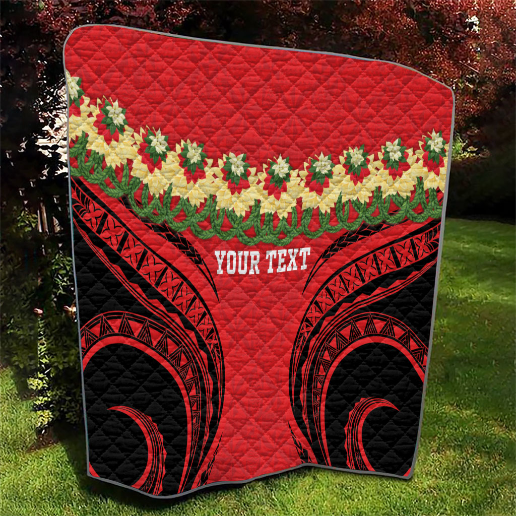 Personalised Red Tonga Ngatu Kahoa Lei Quilt LT14 - Polynesian Pride