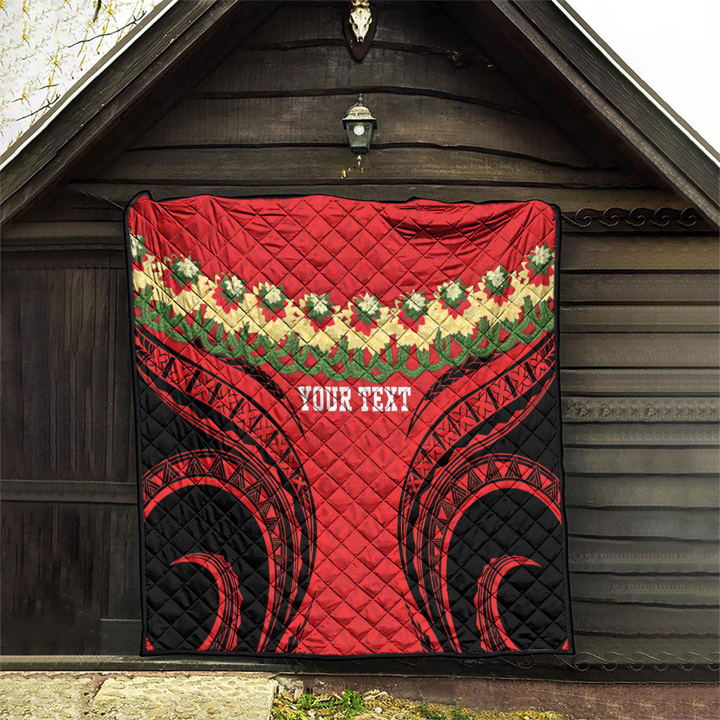 Personalised Red Tonga Ngatu Kahoa Lei Quilt LT14 - Polynesian Pride
