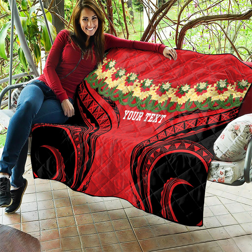 Personalised Red Tonga Ngatu Kahoa Lei Quilt LT14 - Polynesian Pride