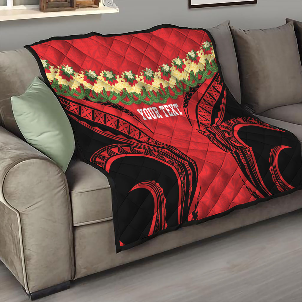 Personalised Red Tonga Ngatu Kahoa Lei Quilt LT14 - Polynesian Pride