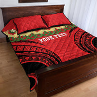 Personalised Red Tonga Ngatu Kahoa Lei Quilt Bed Set LT14 - Polynesian Pride