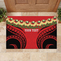 Personalised Red Tonga Ngatu Kahoa Lei Rubber Doormat LT14 Red - Polynesian Pride