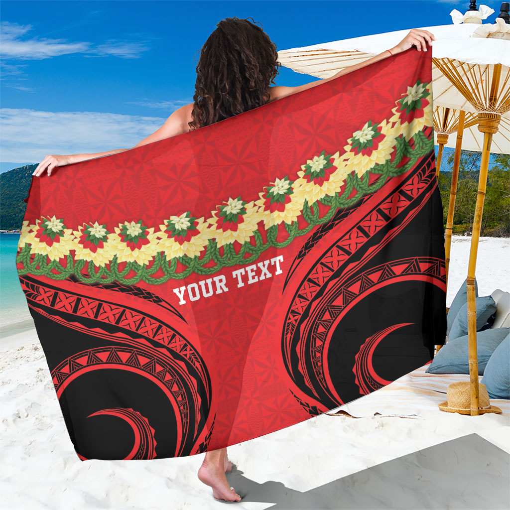 Personalised Red Tonga Ngatu Kahoa Lei Sarong LT14 One Size 44 x 66 inches Red - Polynesian Pride