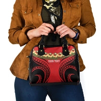Personalised Red Tonga Ngatu Kahoa Lei Shoulder Handbag LT14 - Polynesian Pride