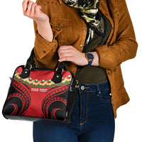 Personalised Red Tonga Ngatu Kahoa Lei Shoulder Handbag LT14 - Polynesian Pride