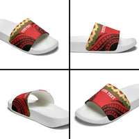 Personalised Red Tonga Ngatu Kahoa Lei Slide Sandals LT14 - Polynesian Pride