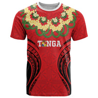 Personalised Red Tonga Ngatu Kahoa Lei T Shirt LT14 Red - Polynesian Pride