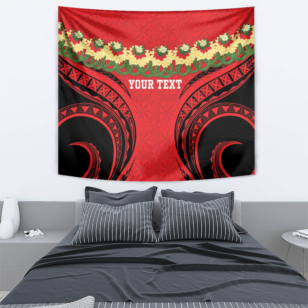 Personalised Red Tonga Ngatu Kahoa Lei Tapestry LT14 - Polynesian Pride