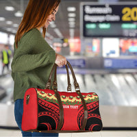 Personalised Red Tonga Ngatu Kahoa Lei Travel Bag LT14 - Polynesian Pride