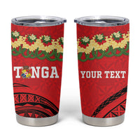 Personalised Red Tonga Ngatu Kahoa Lei Tumbler Cup LT14 Red - Polynesian Pride