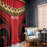 Personalised Red Tonga Ngatu Kahoa Lei Window Curtain LT14 - Polynesian Pride