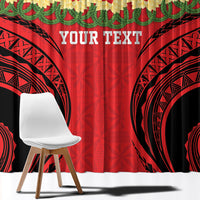 Personalised Red Tonga Ngatu Kahoa Lei Window Curtain LT14 - Polynesian Pride