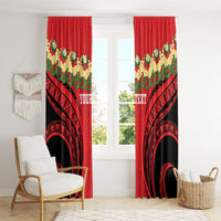 Personalised Red Tonga Ngatu Kahoa Lei Window Curtain LT14 - Polynesian Pride