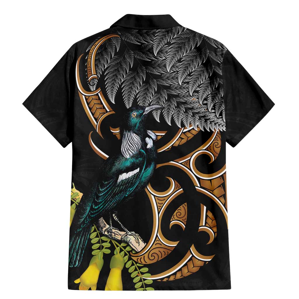 Aotearoa Kowhai Tui Bird Family Matching Mermaid Dress and Hawaiian Shirt Maori Ngaru With Silver Fern LT14 - Polynesian Pride