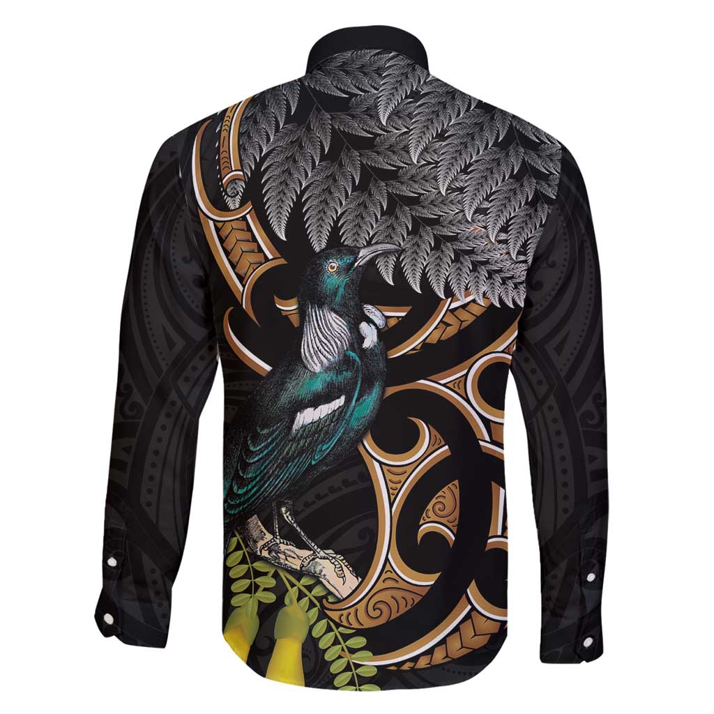 Aotearoa Kowhai Tui Bird Family Matching Mermaid Dress and Hawaiian Shirt Maori Ngaru With Silver Fern LT14 - Polynesian Pride