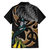 Aotearoa Kowhai Tui Bird Family Matching Off Shoulder Maxi Dress and Hawaiian Shirt Maori Ngaru With Silver Fern LT14 - Polynesian Pride