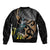 Aotearoa Kowhai Tui Bird Sleeve Zip Bomber Jacket Maori Ngaru With Silver Fern