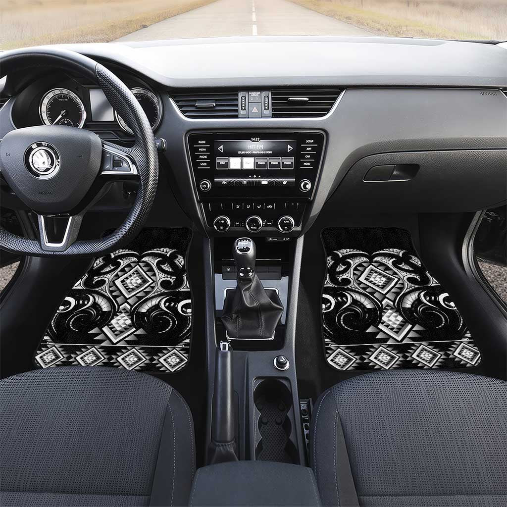Black Ngaru Taniko With Aotearoa Maori Tattoo Car Mats