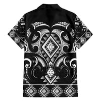 Black Ngaru Taniko With Aotearoa Maori Tattoo Family Matching Off Shoulder Maxi Dress and Hawaiian Shirt LT14 - Polynesian Pride