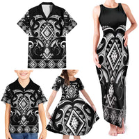 Black Ngaru Taniko With Aotearoa Maori Tattoo Family Matching Tank Maxi Dress and Hawaiian Shirt LT14 - Polynesian Pride