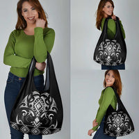 Black Ngaru Taniko With Aotearoa Maori Tattoo Grocery Bag