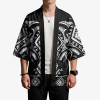 Black Ngaru Taniko With Aotearoa Maori Tattoo Kimono LT14 - Polynesian Pride