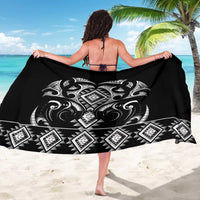 Black Ngaru Taniko With Aotearoa Maori Tattoo Sarong