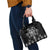 Black Ngaru Taniko With Aotearoa Maori Tattoo Shoulder Handbag