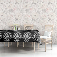 Black Ngaru Taniko With Aotearoa Maori Tattoo Tablecloth